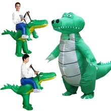 Adult Inflatable Crocodile Riding Costume, Green Alligator Blow Up Suit, Funny Cosplay Outfit For Halloween, Christmas, Stage Show - Multicolor - View 11