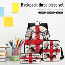 Graffiti Style Football 2D Print 3 Pieces Backpack Set Large Capacity Backpack With Crossbody Bag & Pencil Case Combination Side Elastic Mesh Pocket Water Bottle Holder Wide Breathable Adjustable Shoulder Strap Sports Fan Daily Commute Travel Leisure Storage Bag - Printed Bag - View 5