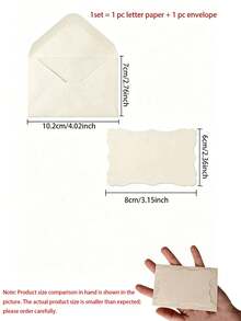 50pcs Beige Blank Greeting Cards With Small Self-Adhesive Envelopes, Suitable For Graduation, Invitation, Baby Shower, Wedding And RSVP Cards - Beige - View 3