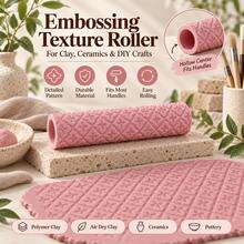 Moroccan Star Mosaic Texture Clay Roller, 3D Printed PLA Pottery Texture Roller, Polymer Clay, Soft Clay, Air Dry Clay, Ceramic Embossing Tool For Pottery, DIY Handmade Carving Hand-Molded Geometric Pattern Printing Roller, Ceramic Making Supplies - Moroccan Star Mosaic Pink - View 4
