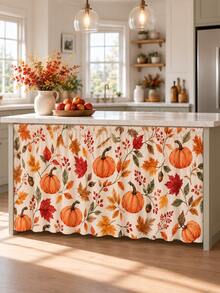 1 buah Tirai Wastafel Dapur Poliester Motif Daun Maple Musim Gugur, Tirai Kabinet Bawah Wastafel dengan Kantong Batang Motif Buah Ek dan Beri, Dekorasi Rumah Pertanian Pedesaan untuk Dapur Panen Thanksgiving - D - View 7