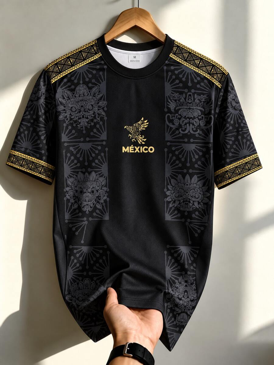 Men's Mexico Football Soccer Jersey Tee, Mythical Inspired Top, Ideal For Matches, Street, Parties & Daily Wear, For Men, Teens, Fans, Gift
