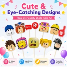 Roblox 12pcs Party Photo Props Set, 5.12 Inch Adopt Me Theme Hollow Cards, 12 Vibrant Color Styles, Durable Cardstock Material, Clear Printing, Lightweight & Reusable, Suitable For Birthday Parties, Themed Events, Photo Booths And Family Gatherings - A - View 7