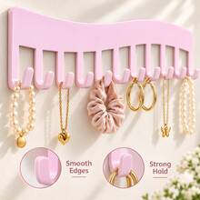 1/2pcs Pink Metal Wall-Mounted Hook Rack, 11 Hooks Entryway Storage Organizer, Space-Saving Key Holder For Bags Hats Towels, Coat Hooks For Hallway Bedroom Bathroom Closet, Minimalist Modern Farmhouse Home Decor, Holiday Housewarming Gift - Multicolor - View 8
