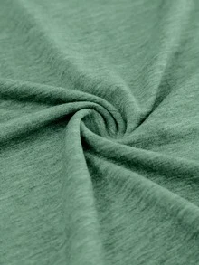 Plus Size Women's V-Neck 3/4 Sleeve T-Shirt, Button Detail Knit Fabric, Regular Length Top - Suitable For Spring/Summer Daily And Home Wear - Bean Green - View 3