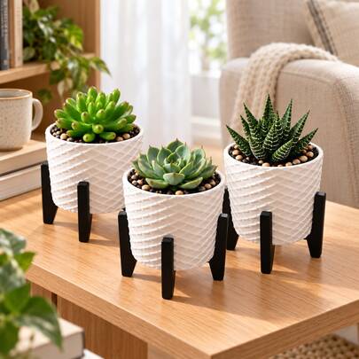 3 Vasos Cachepot Suspenso Decorativo Moderno Para Suculentas