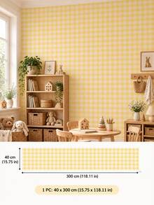 SUPSTICKER 1PC Sage Green, Yellow & Gray Gingham Peel And Stick Wallpaper, Self Adhesive Removable PVC Checkered Decor For Kitchen Bedroom Cabinets - 1PC - View 15