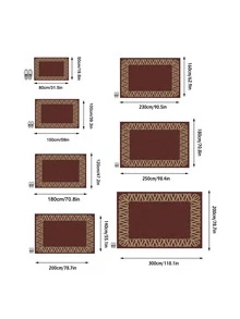 1PC Burgundy Border Wavy Area Rug, Faux Cashmere Material Rectangular Classic European Geometric Pattern, Machine Washable Suitable For Living Room Bedroom Daily Home Decor, Aesthetic Home Decoration - Multicolor - View 3
