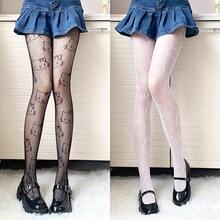asmodee Celana Ketat Jala Kartun Hello Kitty, Celana Ketat Jala Jacquard Kucing Hitam & Putih, Celana Ketat Pelangsing Gaya Manis & Keren untuk Halloween - MultiWarna - View 4