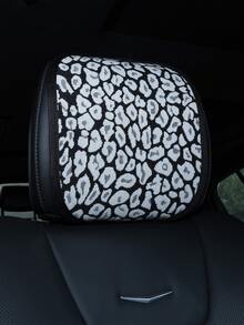 Almohada de cuello para asiento de coche con estampado de leopardo, soporte de cuello universal de fácil instalación para conducir, accesorio decorativo para coche, funda de almohada para cabeza - Lino con estampado de leopardo - Ver 5