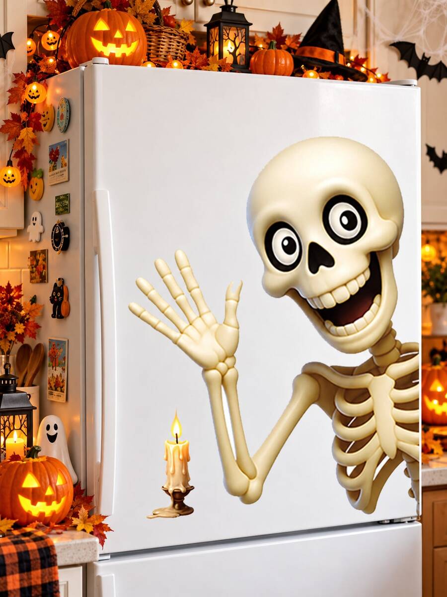 1/2pcs/Skull Halloween Fridge Magnets - Cute Fridge And Glass Window Stickers Decoration; Halloween Window Stickers And Decals, Halloween Party Supplies - Multicolor - View 1