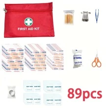 89pcs Compact First Aid Kit, Portable Emergency Survival Medical Box With Scissors And Bandages, For Home, Travel, Business, Vacation, International Travel - View 10