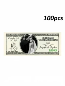 20/40/60/80/100/200/400張客製化照片100美元鈔票，個性化婚禮派對伴手禮假鈔，客製化週年歡迎裝飾，客製化姓名文字印刷，將您的臉印在鈔票上，派對假鈔，婚禮裝飾，道具鈔票 - 多色5 - 查看 15