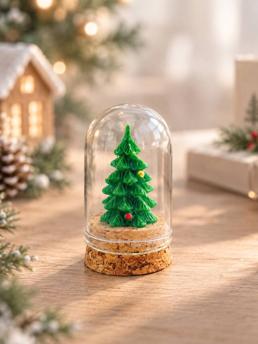 1Pc Christmas Mini Glass Dome Tree Ornament, Miniature Landscape Desktop Decoration, Xmas Holiday Decor For Living Room And Home - Christmas Tree - View 1