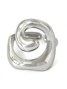Uself 2pcs/1pc Cincin Spiral Halus Asimetris Stainless Steel Vintage untuk Wanita, Berlapis Emas 18K, Tahan Air, Berkualitas Tinggi, Cocok untuk Pemakaian Sehari-hari dan Liburan - MultiWarna - View 8