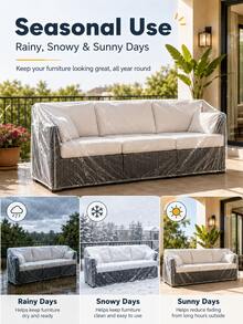 Extra Large Transparent Furniture Cover With Tight Elastic Edge, Suitable For All Weather, Protects Sofa, Table And Bench From Damage - Perfect For Patio And Balcony - Easy Installation - Year-Round Use - Suitable For Sofa - Multicolor - View 4