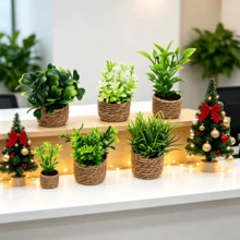 Artificial Mini Green Plant Decor, Mini Potted Plant, Mini Model, Dollhouse Accessories, Miniature Model, Decorative Dollhouse Arrangement, Miniature Scene, Essential For Handmade Enthusiasts And Model Players - Suitable For: Holiday Decoration - Christmas/Halloween/Easter - Applicable To: Office Desk, Home Living Room, Study Window Sill, Front Desk Display - Green - View 9