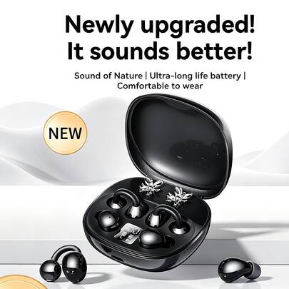 2‑In‑1 Wireless Bluetooth 5.4 Earbuds, In‑Ear & Ear‑Clip Dual Wearing With Butterfly Decor, LED Power Display, Ultra‑Low Gaming Latency, ENC Noise Reduction, Type‑C Fast Charge, Dual‑User Shared Audio, Christmas Halloween Holiday Gift For Women