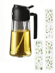 1/2pcs Olive Oil Spray Bottle 2-In-1 Olive Oil Dispenser, Suitable For Cookware, Air Fryer, Salad And BBQ, Black, Ideal For Outdoor BBQ, Low-Fat Diet, Kitchen Use, Refillable - Multicolor - View 16