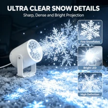 Lampu Proyektor Kepingan Salju Natal LED Terbaru 2026 | Ditenagai USB | Termasuk Stand | Lampu Proyektor Natal Dinamis, Lampu Proyektor Kepingan Salju Dinamis | Lampu Dekorasi Ruangan | Dekorasi Acara | Natal | Tahun Baru - Lampu proyeksi kepingan salju putih - View 11