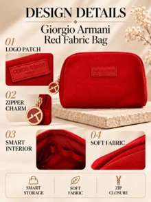 Giorgio Armani Armani Red Textile Bag, 18*12cm, Soft Fabric, Compact And Portable, Suitable For Daily Storage And Travel - Red - View 6