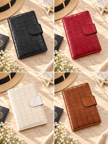 Rfid Blocking Passport Holder, 1pc Pu Leather Crocodile Pattern Travel Wallet, Multi Card Slots, Id Window, Credit Card & Boarding Pass Organizer, Snap Closure Airplane Embossed Passport Cover Case For Women Men, International Travel Essentials - A - View 3