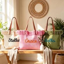 Personalized Boho Fringe Woven Tote Bag, Custom Name Beach Bag, Large Vacation Shoulder Tote, Bridesmaid Gift, Embroidered Tote For Women - Multicolor - View 6