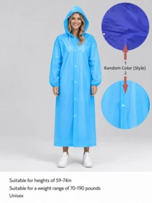 Adult Unisex Thickened EVA Reusable Raincoat With Hood And Drawstring, Long Style, Suitable For Outdoor Camping And Hiking - Multicolor - View 17