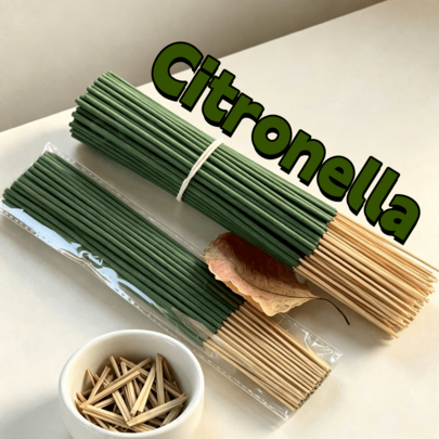 Premium Thickened Handmade Citronella Incense Sticks, 22cm Strong Scented Incense Sticks, Handcrafted With Citronella Essential Oil And Lemongrass Powder, Long-Lasting Fragrance, Suitable For Camping, BBQ, Yoga, Fishing, And Gardening
