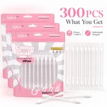 MONKIDS 3 Packs*100PCS Disposable Ear And Nose Cleaning Swabs Set, Individually Wrapped, Disposable Ear Canal Cleaning Swabs, Portable Home Use Cotton Swabs, Earwax Removal Tool, Suitable For Makeup And Ear Cleaning, Ideal For Daily Personal Care And Home Use. - View 11