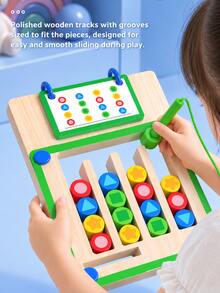 Children's Double-Sided Gear Maze Shape & Color Sorting Educational Wooden Toy Game, Holiday Gift - Multicolor - View 2