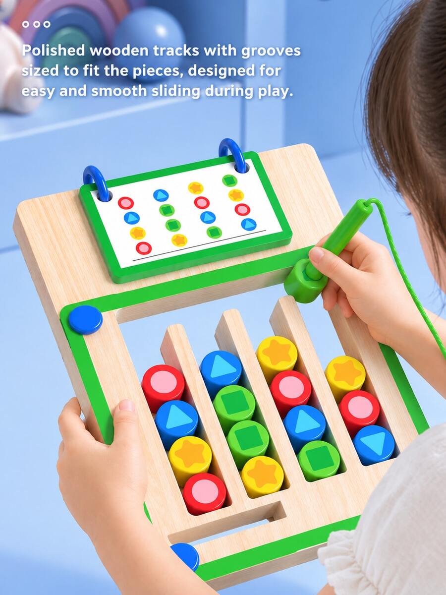 Children's Double-Sided Gear Maze Shape & Color Sorting Educational Wooden Toy Game, Holiday Gift
