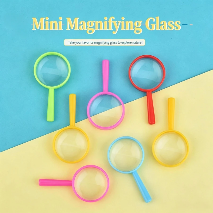 Magnifying Glass Plastic Handheld Magnifying Glass Mini Handheld Magnifying Glass Science Classroom Outdoor Observation Party Fun Tool (Random Color) - Multicolor - View 1
