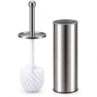 Escova Sanitária Com Suporte Limpa Vaso Preto Inox Grande