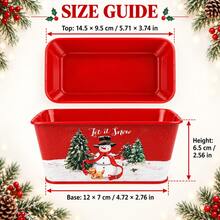 1pc Christmas Metal Planter Box, Red Rectangular Holiday Flower Pot With Snowman And Santa Claus Pattern, Decorative Plant Container For Christmas Table Centerpiece, Home Decor, Party And Gift Basket - Christmas Flower Pot - View 3