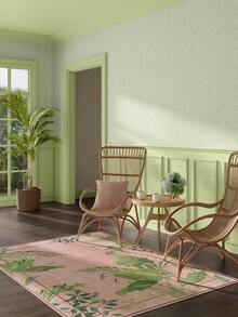 1 Buah Karpet Area Geometris Bunga Tanaman Tropis Warna Pink & Hijau, Bahan Kasmir Imitasi, Bentuk Persegi Panjang, Pola Gaya Pastoral Segar, Dapat Dicuci dengan Mesin, Cocok untuk Ruang Tamu, Kamar Tidur, Dekorasi Rumah Sehari-hari, Dekorasi Rumah Estetis - MultiWarna - View 4