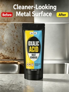 3pcs Strong Oxalic Acid Rust Remover Powder, High-Efficiency Stain Removal Powder, Fast-Acting Multi-Purpose Powder Material, Practical Home Style, Sealed Self-Standing Bag Design, Quickly Dissolves Rust And Restores Metal Luster, Suitable For Car Wheels, Sinks, Frying Pans, Ovens, Refrigerator Metal Parts, All-Season Indoor Kitchen And Home Deep Cleaning And Maintenance - Powdery - View 2