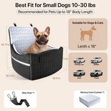Dog Car Booster Seat With Safety Leash, Portable Pet Car Seat With Side Pockets And Reflective Strips, Washable Non-Slip Pet Travel Seat Suitable For Small Dogs, Medium Dogs And Cats - Black - View 6