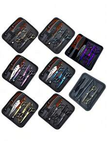 8-Piece Professional Hairdressing Scissor Set, 3-Piece 6.5-Inch Hair Clipper Set, Scraper-Style Hair Comb, Hair Clip Storage Bag, Suitable For Hair Salons And Home Use, Multiple Colors Available, Back To School Season, Travel And Vacation Essential - Multicolor - View 2