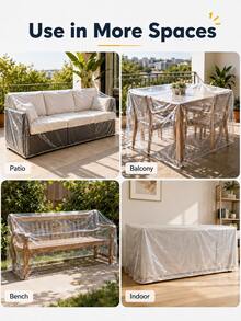 Extra Large Transparent Furniture Cover With Tight Elastic Edge, Suitable For All Weather, Protects Sofa, Table And Bench From Damage - Perfect For Patio And Balcony - Easy Installation - Year-Round Use - Suitable For Sofa - Multicolor - View 10