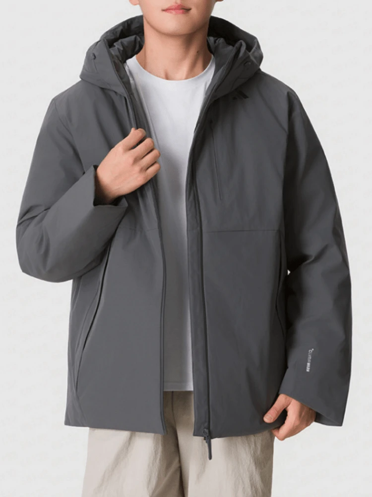 Adidas Men's Water-Repellent Windproof Insulated Hooded Down Jacket - Grey - Grey - View 1
