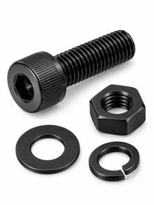 10/20/50 Set Baut Kepala Soket Heksagonal M3/M4 dengan Mur, Ring Pipih & Ring Pegas, Baut Metrik Berulir Penuh Warna Hitam, Berbagai Panjang 6–20mm untuk DIY, Furnitur, Mesin & Perbaikan Rumah - 20 Set - View 4