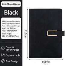 Premium A5 Notebook With PU Leather Cover, Soft And Delicate Texture, High-End Feel, Equipped With Practical Bookmark Ribbon For Quick Marking Of Reading And Writing Positions, Smooth Writing Without Ink Bleeding. Suitable For Business Meeting Notes, College Student Classroom Notes, Daily Journaling, Love Diary, Minimalist Black Versatile And Durable, Wear-Resistant Leather Surface For Long-Term Use Without Easy Wear, Balancing Quality And Practicality, A Quality Choice For Office, Study, And Life Recording, Halloween Gift, Christmas Gift, Birthday Gift, Back To School Gift, Best Friend Gift. - A5 - View 16