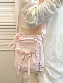 1 buah Tas Bahu Wanita Model Ember, Tas Selempang, Tempat Botol Minum, Cocok untuk Olahraga, Bersepeda, Lari, Perjalanan, dan Penggunaan Sehari-hari. Desain Tali Serut yang Modis, Serbaguna, Hadiah Ideal untuk Pacar. - MultiWarna - View 3