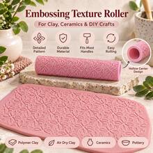 Moroccan Texture Clay Roller 3D Printed PLA Pottery Texture Roller Ceramic Embossing Tool Suitable For Polymer Clay, Soft Clay, Air Dry Clay, Pottery, DIY Crafts, Sculpture, Hand Molding Geometric Mosaic Pattern Impression Roller Ceramic Supplies - Pink - View 4