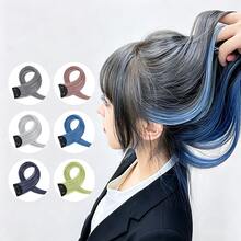 1pc Colorful Highlight Hair Extension Piece For Women, Ear-Loop Design, Long Straight Feather Hair Extensions, Thin Seamless Clip-In Hair Piece - Black - View 10