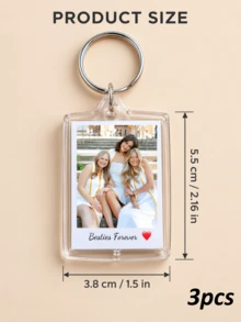 1/3/5Pcs Custom Photo And Text Keychain,Personalized Acrylic Keychain,Custom Couple Keychain, Photo Key Ring,Valentine's Day,Birthdays Gift - Multicolor 2 - View 14