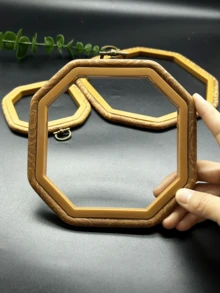 Vintage Octagonal Wood Grain Embroidery Hoop, 3 Sizes Available, Can Hang Asymmetrical Cross Stitch Frame, Wall Decor Embroidery Frame, Christmas Thanksgiving Handmade Gift Making Frame - Antique Octagonal Embroidery Hoop - View 6