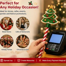 1pc Christmas Tap Wand Contactless Credit Card Magic Wand Tool 3D Christmas Magic Stick Non-Contact Payment Clip Credit Card Holder Access Card Holder Christmas Card Holder - Multicolor - View 2