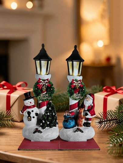 4/2/1 Stück 2D flache Holz-Weihnachtsstraßenlaterne Dekoration, Schneemann und Weihnachtsmann Weihnachts-Tischdekoration, Weihnachts-Tischornament, mit Mini-Tannenbaum und Schneemann/Weihnachtsmann Dekoration, Weihnachtsdekoration, Weihnachtsgeschenk, geeignet für Kaminmantel, Fensterbank